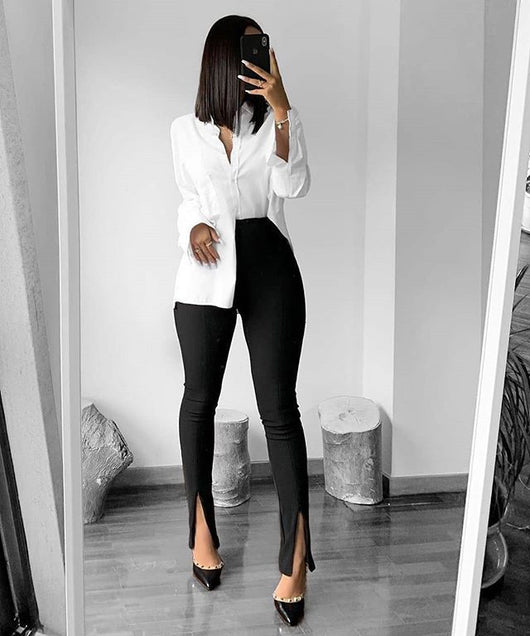 Pantalones Slim Micro Abiertos con Cierre Frontal - Image 2