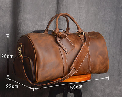 Bolsa de Viaje Retro en Cuero Crazy Horse Estilo Europeo Americano para Hombre - Image 19