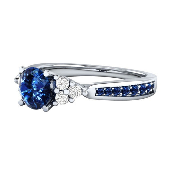 Anillo de Compromiso Zafiro Incrustado en Plata 925 - Diseño Princesa Europeo