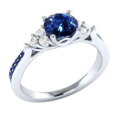 Anillo de Compromiso Zafiro Incrustado en Plata 925 - Diseño Princesa Europeo
