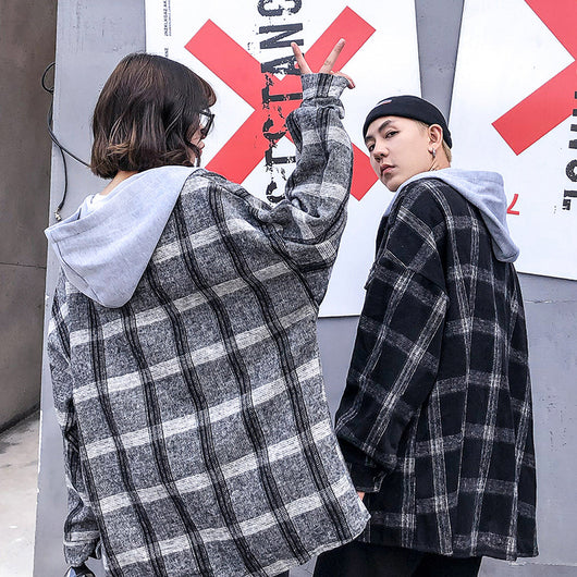 Chaqueta Hoodie a Cuadros para Parejas - Image 2