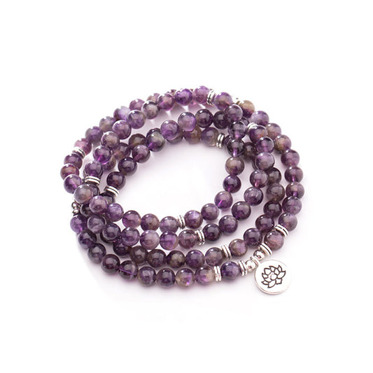 Pulsera de Amatista Natural 108 Cuentas 6-8mm