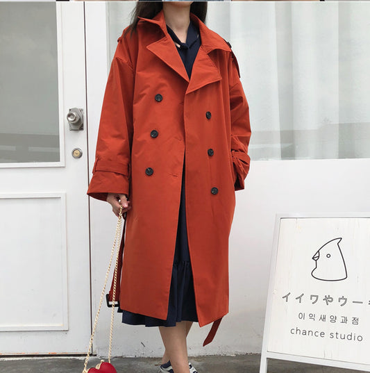 Abrigo Trench Coreano Doble Botonadura Casual