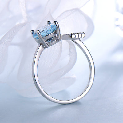 Anillo Ajustable con Topacio Azul - Diseño Abierto - Image 6