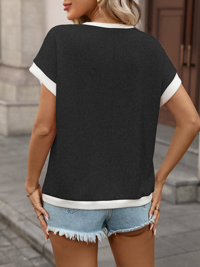 Polera Cuello Redondo Bloques de Color Manga Corta Fit Relajado - Image 46