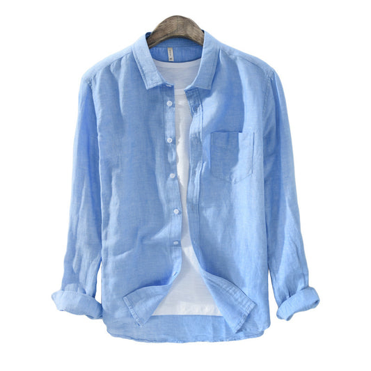 Camisa de Lino de Manga Larga con Solapas Finas - Image 2