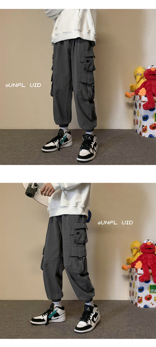 Pantalones Casuales Hombre Primavera Estilo Hong Kong Bolsillos Amplios Corte Recto Tendencia Coreana - Image 13
