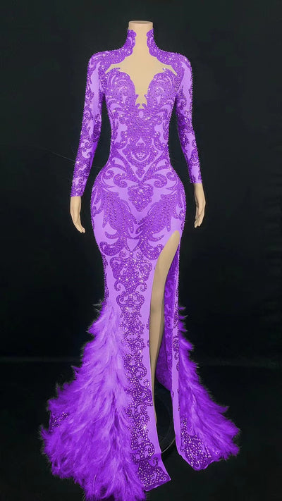 Jumpsuit Largo de Fiesta con Cuentas y Plumas para Mujer - Image 6
