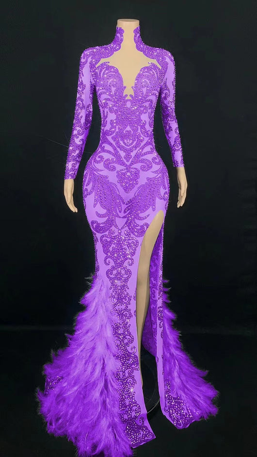 Jumpsuit Largo de Fiesta con Cuentas y Plumas para Mujer - Image 6