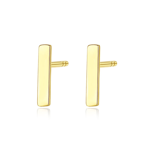 Aretes T Minimalistas en Oro 14K