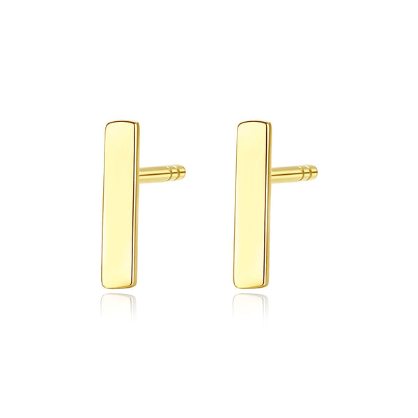 Aretes T Minimalistas en Oro 14K