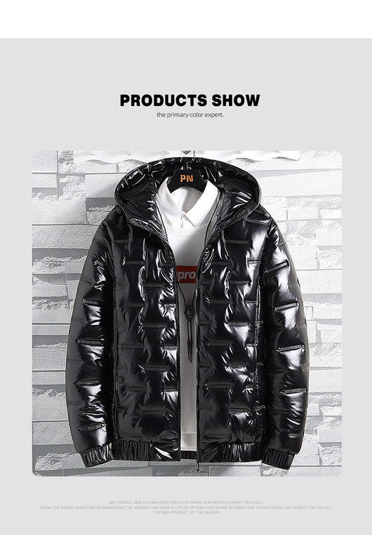 Chamarra de Invierno para Hombre con Capucha y Acabado Brillante - Image 8