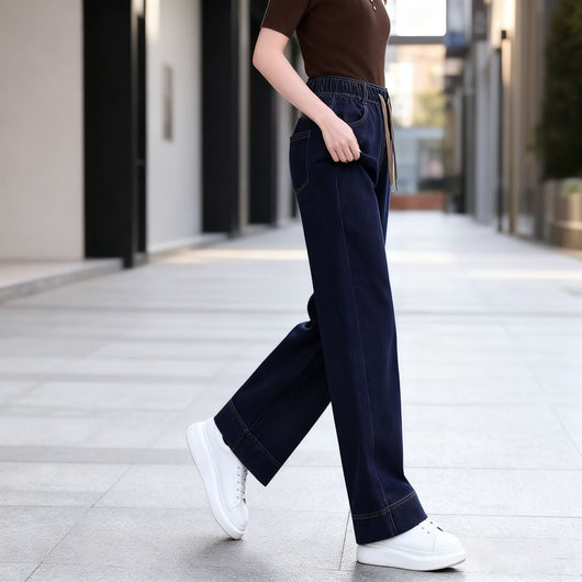 Pantalones Vaqueros Rectos de Cintura Alta con Forro Polar y Pierna Ancha - Image 23