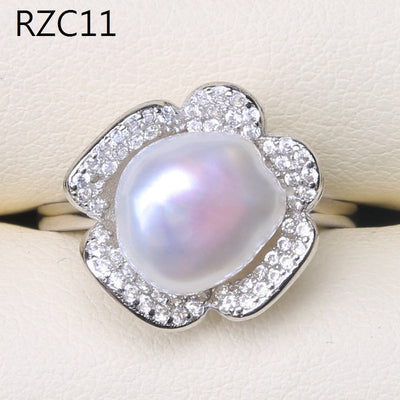 Anillo de Perla Barroca Natural Diseño Luna Platino - Image 10