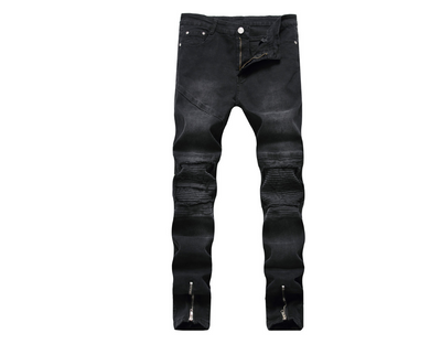 Pantalones Vaqueros Motociclista para Hombre con Roturas y Cierre Lateral - Image 4