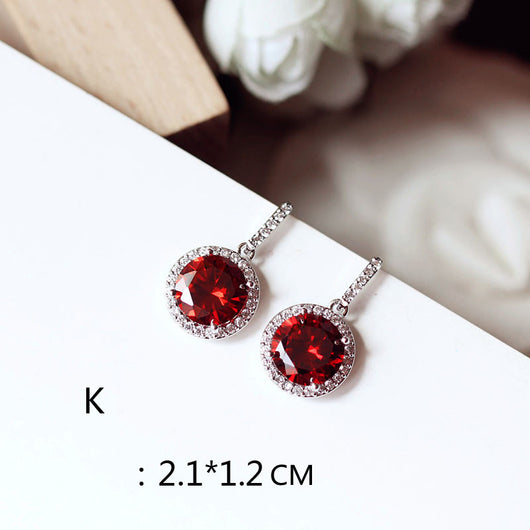 Aretes Largos de Novia con Rubí Rojo Paloma Talla Cuadrada Redonda - Image 16