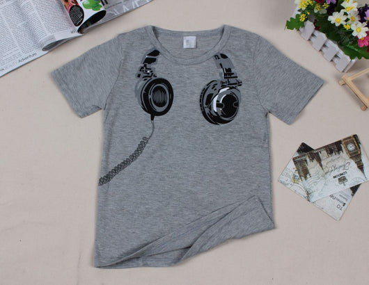 Camiseta Infantil de Manga Corta con Patrón de Auriculares - Image 3