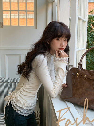 Blusa Ajustada con Encaje para Mujer - Manga Larga Elegante - Image 13