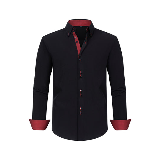 Camisa Hombre Estiramiento Cuádruple con Lunares y Bloques de Color - Image 20