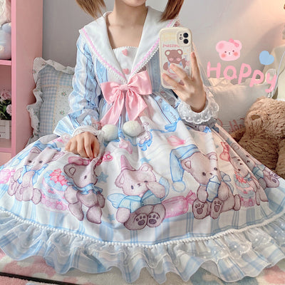 Vestido Lolita Soft Girl Osito Soñador de Manga Larga - Image 22