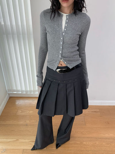 Pantalón Casual Coreano Falsa Dos Piezas con Diseño de Peto - Image 11