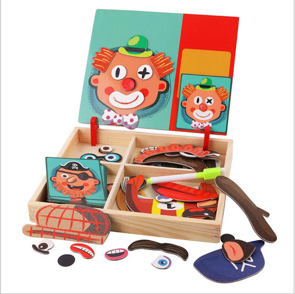 Juego Magnético Montessori con Caja Puzzle de Madera y Dibujos Educativos
