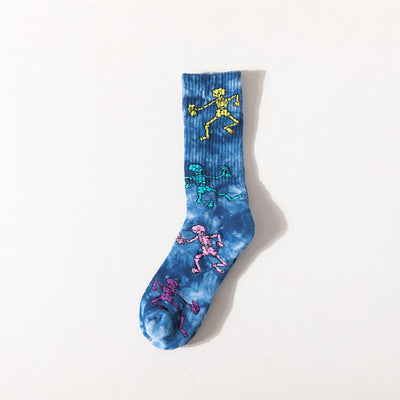 Calcetines Estampados Tie-Dye con Diseño de Calavera y Skateboard - Image 10