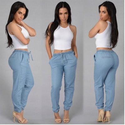 Pantalones Denim Sueltos de Color Sólido para Mujer - Image 3