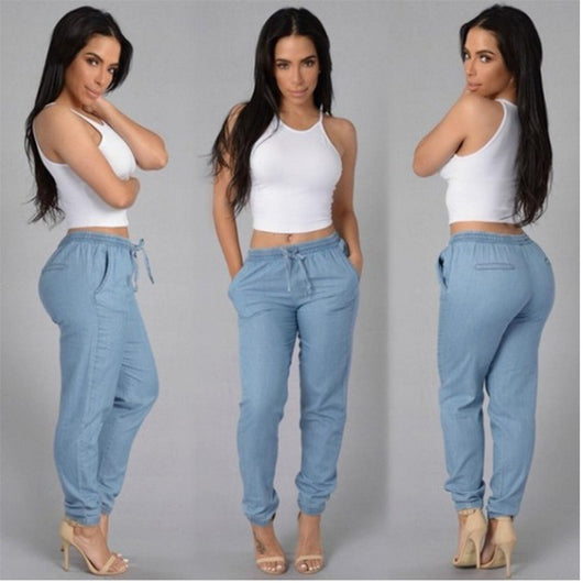 Pantalones Denim Sueltos de Color Sólido para Mujer - Image 3