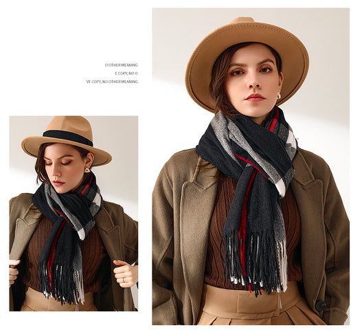 Bufanda de Imitación Cashmere con Rayas Suave - Abrigo Cálido y Elegante - Image 11