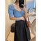 Blusa Escote Descubierto Estilo Francés Colores Lisos