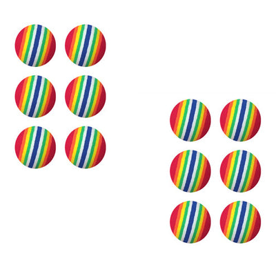 Twelve small, round rainbow-striped balls, ideal as interactive cat toys or for golf practice, on a white background. - Image 9