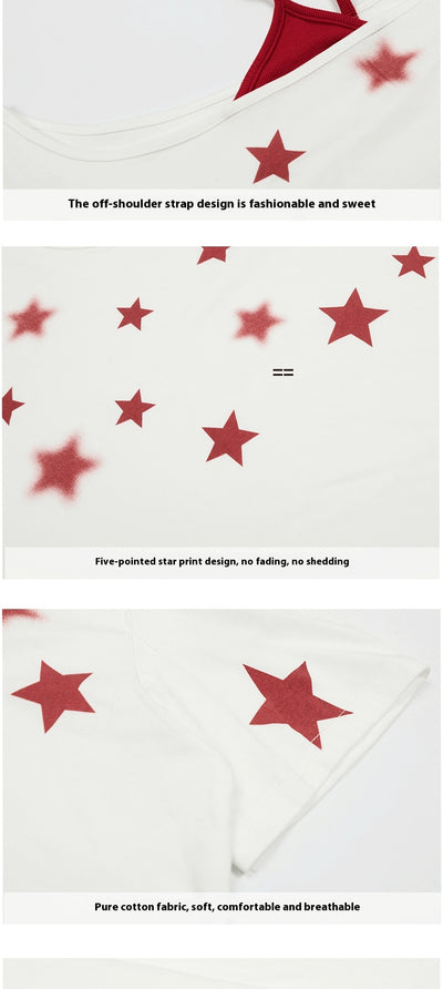 Playera Estrellas con Hombro Descubierto para Mujer - Image 10