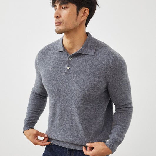 Suéter Tipo Polo de Cachemira Pura para Hombre - Image 8