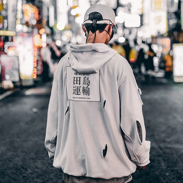 Sudadera Rasgada Hip-hop para Hombre - Estilo Urbano Otoño