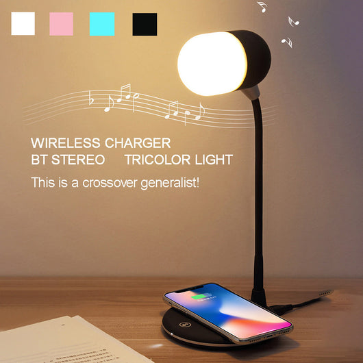 Lámpara Nocturna 3 en 1 con Cargador Inalámbrico y Parlante Bluetooth