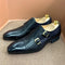 Zapatos Monk Elegantes de Cuero Azul para Hombre - Doble Hebilla Premium