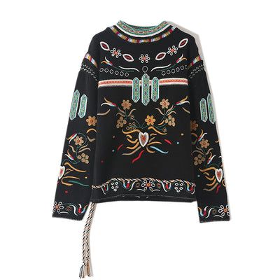 Suéter Mujer Étnico Retro con Textura Tridimensional