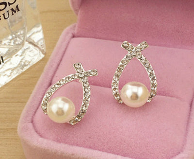 Aretes de Perla con Destello Cruzado - Image 3