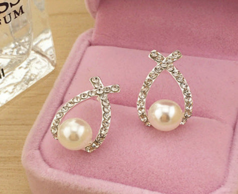 Aretes de Perla con Destello Cruzado - Image 3