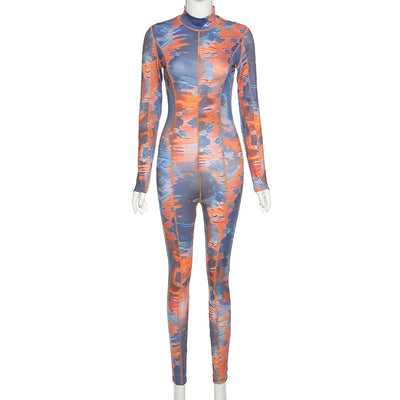 Jumpsuit Deportivo Estampado Manga Larga Ajustado - Image 6