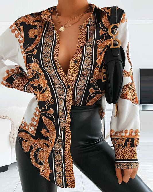 Camisa Blanca con Estampado Leopardo Barroco - Image 2