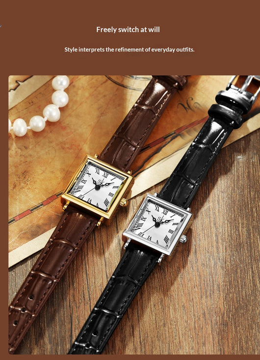 Reloj Elegante Cuadrado Retro para Mujer con Correa de Cuero - Image 13