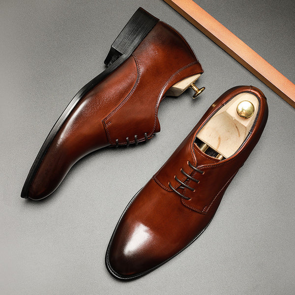 Zapatos de Cuero para Hombre con Aumento de Altura y Punta Suave