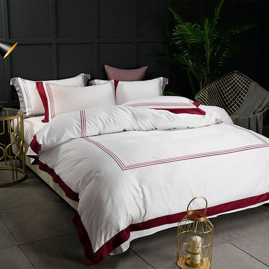 Juego de Cama Blanco 4 Piezas Algodón Puro Estilo Europeo - Image 19