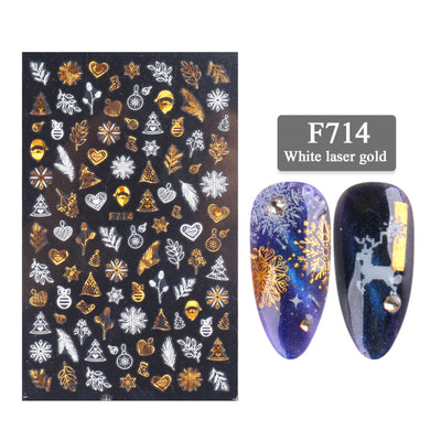 Stickers de Uñas 3D Serie Navideña - Diseño Láser Dorado Copo de Nieve - Image 19