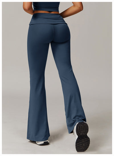 Pantalones Yoga Deportivos Talle Alto con Pliegues y Bota Acampanada - Image 19