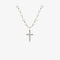 Diamond cross pendant pearl necklace Silver Plated
