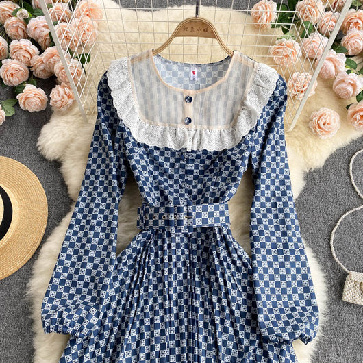 Vestido Falda Escocesa Ajustada Estilo Palacio con Mangas Abullonadas - Image 4