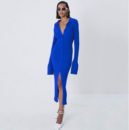 Vestido Elegante con Cuello Solapa y Mangas Acampanadas - Image 7